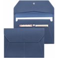 thumbnail image 1 of File Folder - PU Leather A4 Document Holder File Organizer Filing Envelope Portfolio Case Tablet Sleeve with Magnetic Snap Closure & Front Pockets for Home School Office Stationery Navy, 1 of 6