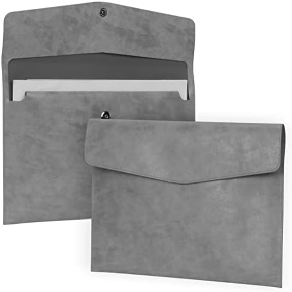Haimei PU Leather A4 File Organizer Case with Magnetic Snap Closure, Gray