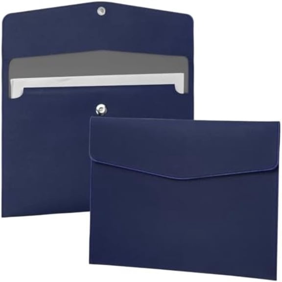 Haimei  File Folder, PU Leather A4 Document Holder File Organizer Filing Envelope Portfolio Case Tablet Sleeve with Magnetic Snap Closure for Home School Office Stationery DarkBlue