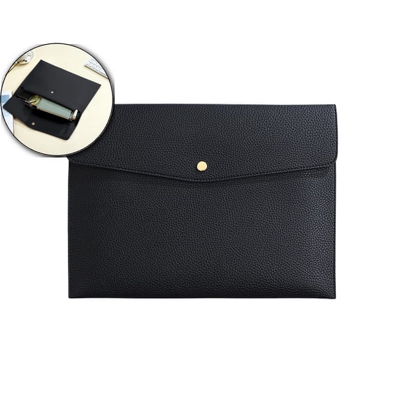 File Folder, PU Leather A4 Document Holder File Organizer Filing Envelope Portfolio Case Tablet Sleeve with Magnetic Snap Closure for Home Office