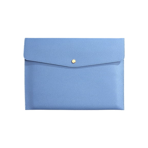 File Folder, PU Leather A4 Document Holder File Organizer Filing Envelope Portfolio Case Tablet Sleeve with Snap Closure for Home School Office, Blue