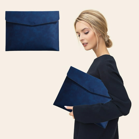 File Folder, PU Leather A5 Document Holder File Organizer Filing Envelope Portfolio Case Tablet Sleeve with Magnetic Snap Closure for Home Office