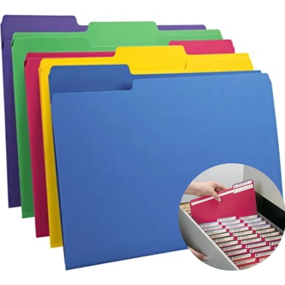 Walmart Heavyweight Colored Manila File Folders, Plastic, Assorted ...
