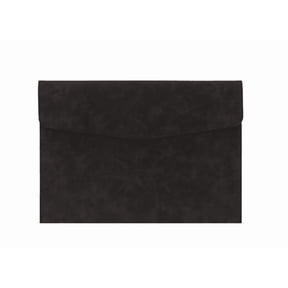 File Folder,Waterproof Document Pouch,Faux Leather File Organizer with Magnetic Snap for Thin A4 Document Storage,Meeting Documents Arrangement,Black