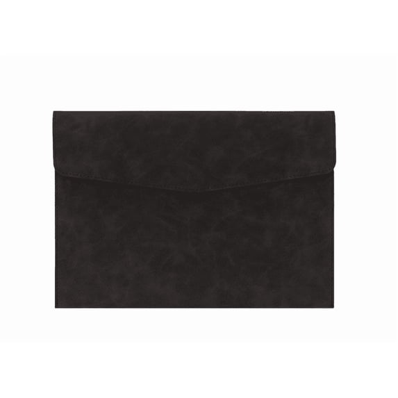 File Folder,Waterproof Document Pouch,Faux Leather File Organizer with Magnetic Snap for Thin A4 Document Storage,Meeting Documents Arrangement,Black