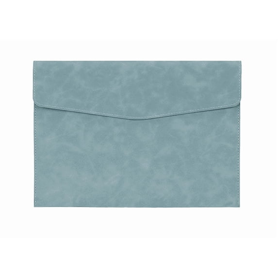 File Folder,Waterproof Document Pouch,Faux Leather File Organizer with Magnetic Snap for Thin A4 Document Storage,Meeting Documents Arrangement,Blue