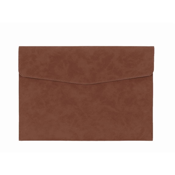 File Folder,Waterproof Document Pouch,Faux Leather File Organizer with Magnetic Snap for Thin A4 Document Storage,Meeting Documents Arrangement,Brown