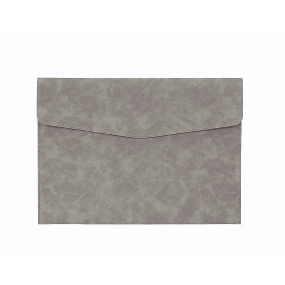 File Folder,Waterproof Document Pouch,Faux Leather File Organizer with Magnetic Snap for Thin A4 Document Storage,Meeting Documents Arrangement,Grey