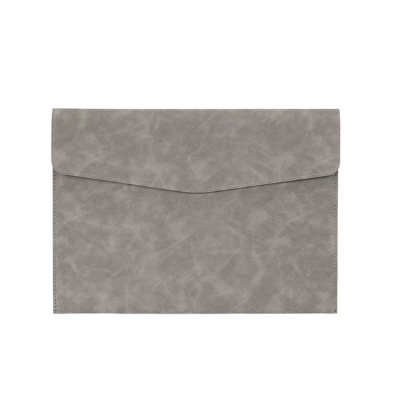 File Folder,Waterproof Document Pouch,Faux Leather File Organizer with Magnetic Snap for Thin A4 Document Storage,Meeting Documents Arrangement,Grey