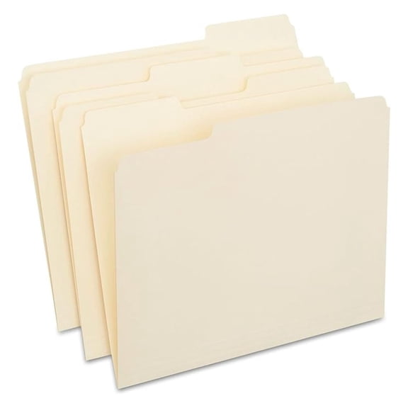 File Folders, 1/3-Cut Tab, Assorted Position, Letter Size, Perfect for Home, Office, Classroom, 250-Pack, Manila