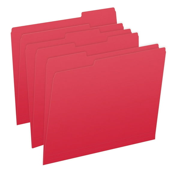 File Folders, 1/3 Cut Top Tab, Letter Size, Perfect for Organizing Documents in File Drawers, Box of 100 (Red)