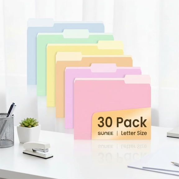File Folders, 30 Pack Manilla Folders 8.5 x 11, Colored File Folders Home Office School Supplies for Documents Files Paper, 6 Bright Colors