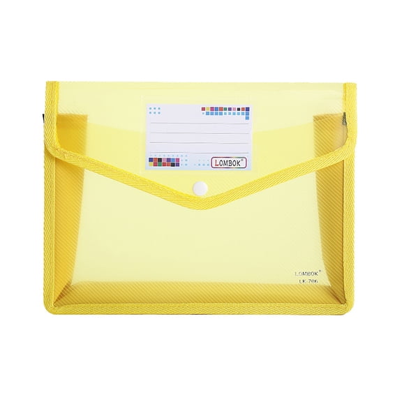 File Folders, Durable Poly Envelopes Plastic Folders with Snap Button Closure, Folder for Documents A5 Size with Label Pocket, Office Supplies Organization Storage Pouch, 1Pc(Yellow,9.8x7.5")