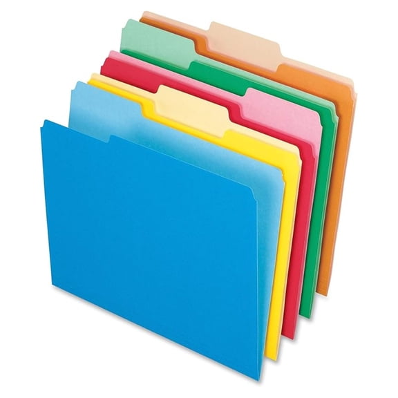 File Folders Letter Size, 1/3 Cut Assorted Colors 100 Pack - Two-Tone Color Coded Folders for Office, Home & School Filing, Standard 8.5 x 11 Organization