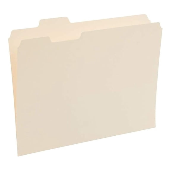 File Folders, Letter Size, 1/5Cut Tabs, Assorted Positions, Manila, Durable Paper Stock, 100/Box