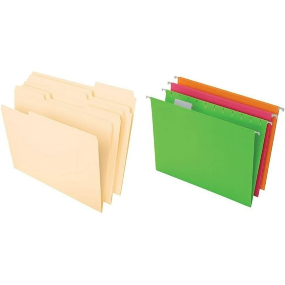 File Folders, Letter Size, 8-1/2" x 11", Classic Manila, 1/3-Cut Tabs in Left, Right, Center Positions, 100 Per Box