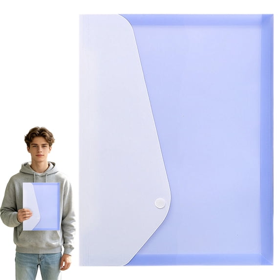 File Folders Letter Size File Jackets Organizer Plastic Envelope Flat Document Holder with Snap Button Closure