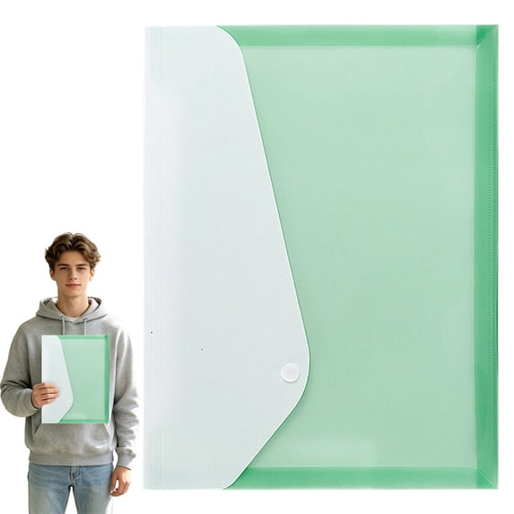 File Folders Letter Size File Jackets Organizer Plastic Envelope Flat Document Holder with Snap Button Closure