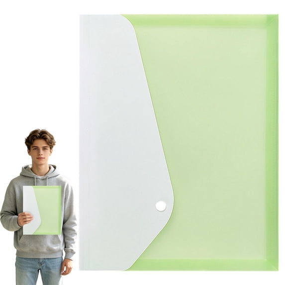 File Folders Letter Size File Jackets Organizer Plastic Envelope Flat Document Holder with Snap Button Closure