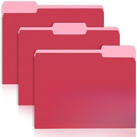 File Folders Letter Size Red, 100 Pack Manilla Folders 8.5 x 11 1/3-Cut ...