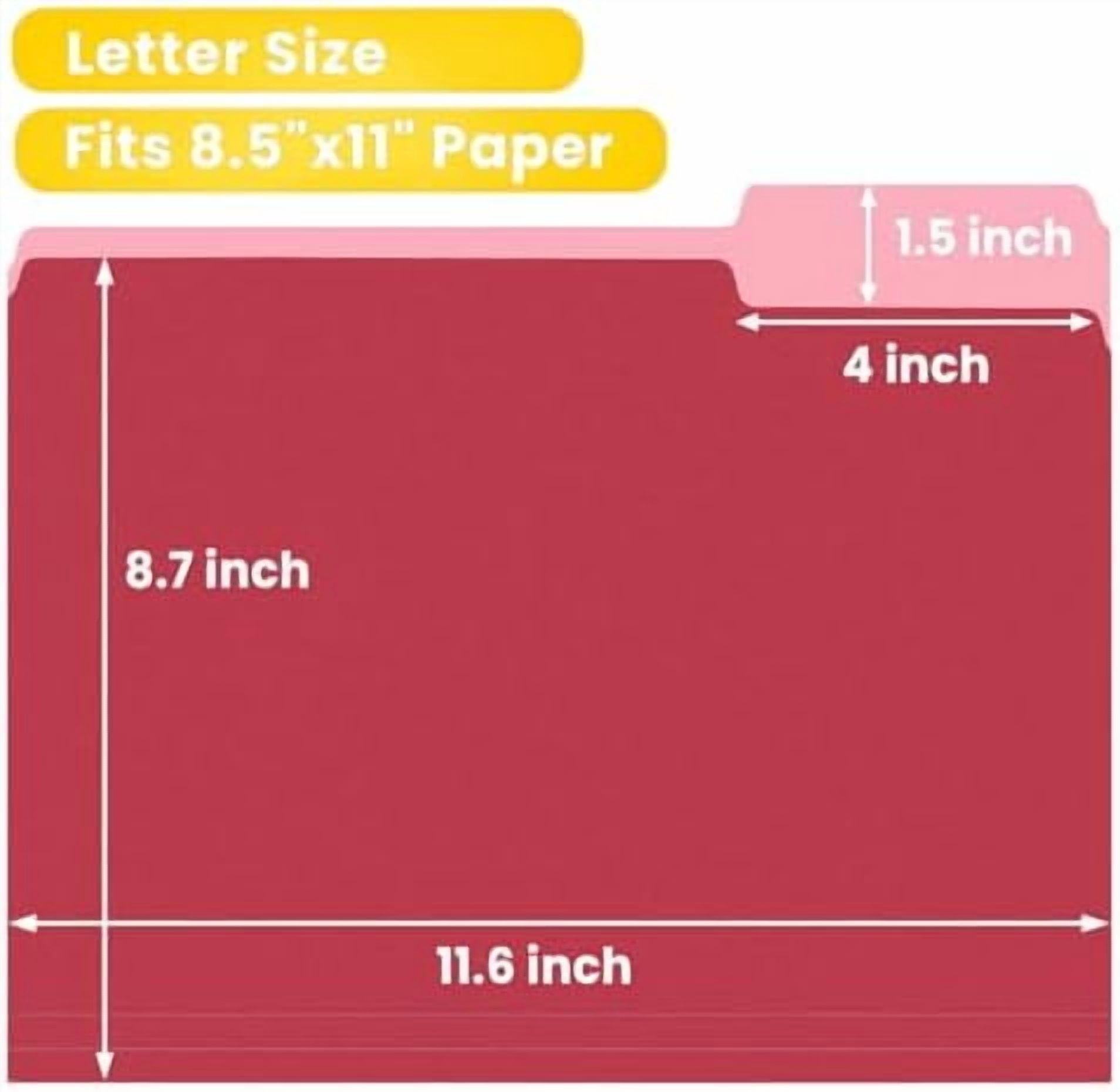 File Folders Letter Size Red, 100 Pack Manilla Folders 8.5 x 11 1/3-Cut ...
