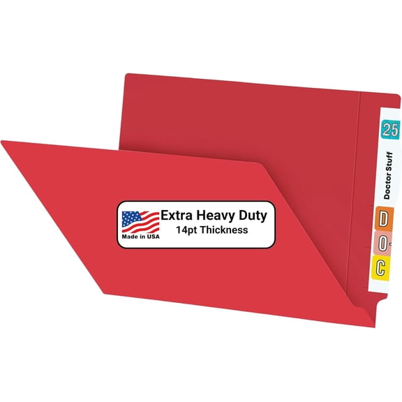 File Folders, , Letter Size Reinforced End Tab Folder, 14 pt Stock, Box of 50