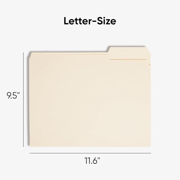 File Folders Letter Sized, 1/3-Cut Tab, Assorted Positions, Letter Size Manila Folders, 100 Per Box (10330)