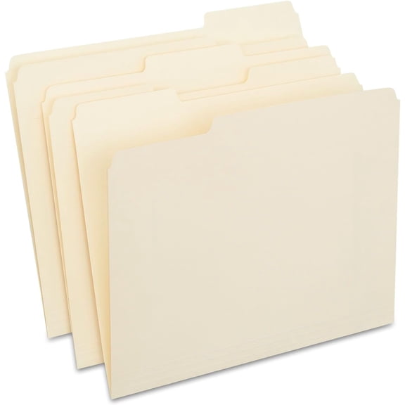 File Folders,  Tab, Assorted Position, Letter Size, Perfect for Home, Office, Classroom, Manila