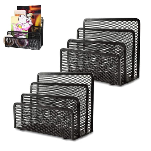 File Holders Letter Organizer,Desk Mail Organizer with 3 Vertical Upright Compartments,Vertical File Folder Holder Stand Metal Rack,6.7x8.2x5.1in,1pack