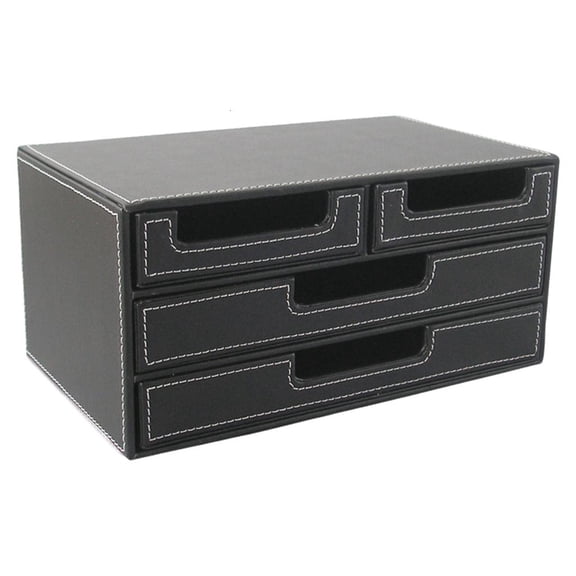 File Organizer 4 Drawers Stationery Storage Box PU Leather Desk Organizer