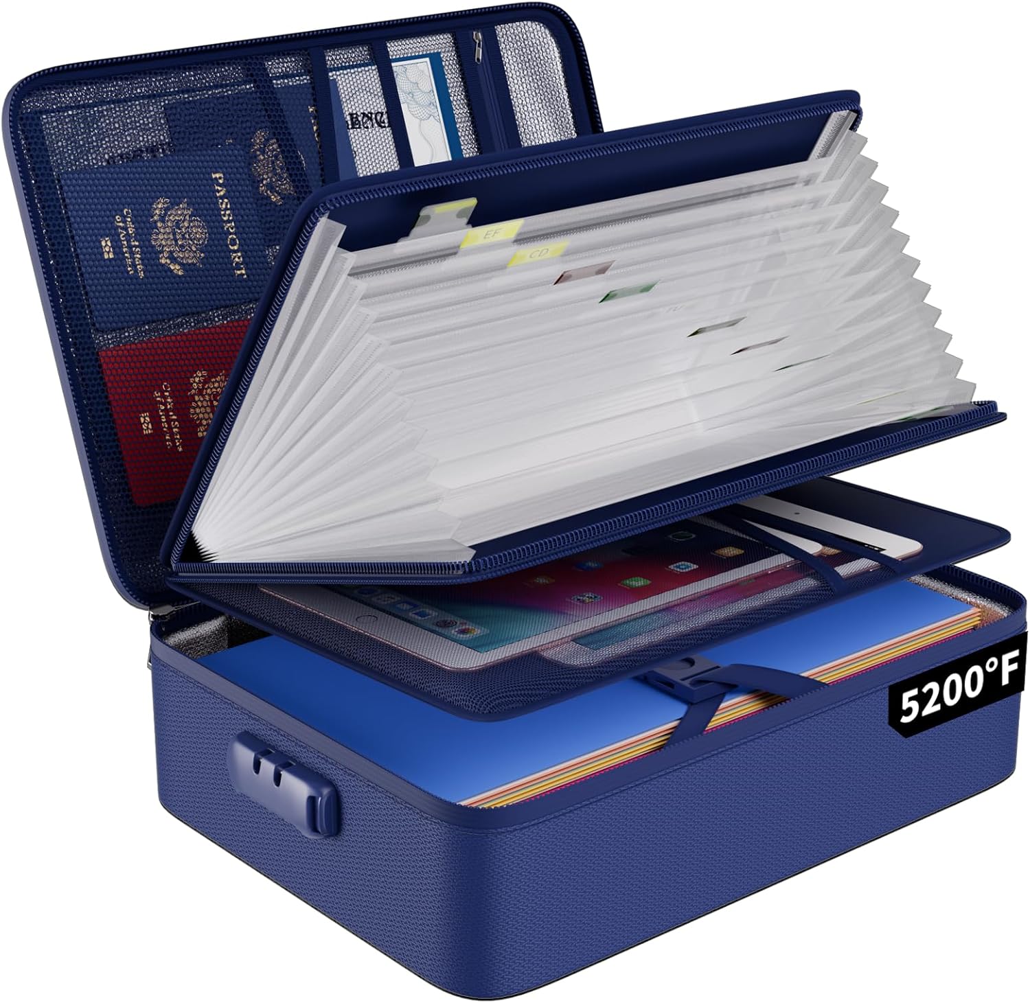 File Organizer Bag with 13 Pocket Accordion File Folder, Fireproof ...