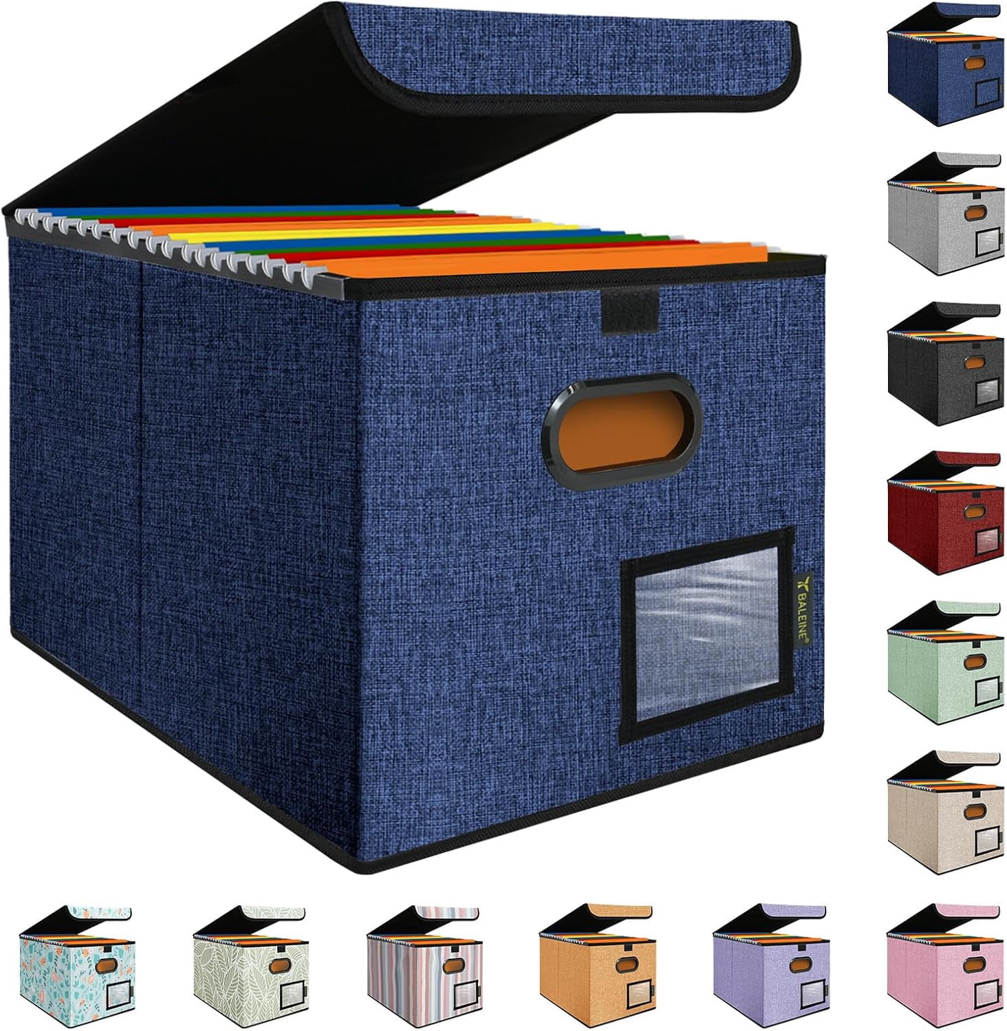 File Organizer Box with Lid, Collapsible File Folder Organizer with ...