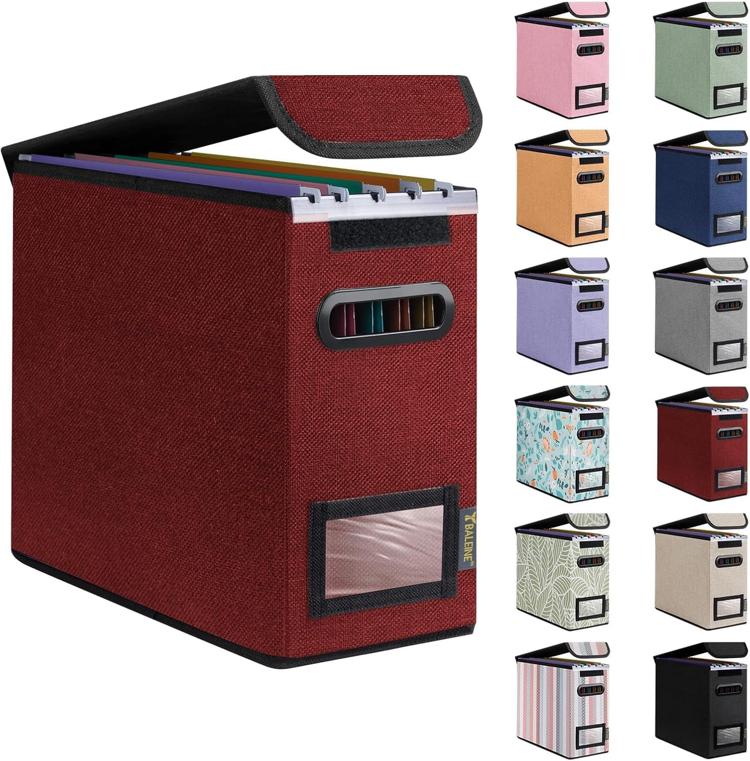 File Storage Pull Box File Organizer Box with Lid, Collapsible File Folder Organizer with ...