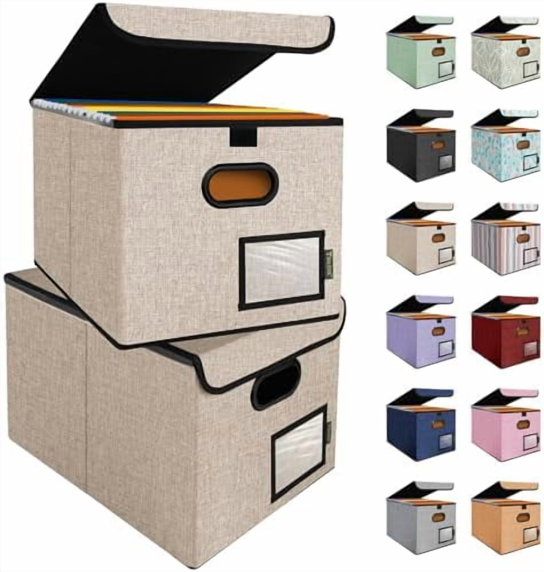 File Organizer Box with Lid, Collapsible File Folder Organizer with ...