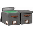 thumbnail image 1 of File Organizer Box with Lid File Box for Hanging Decorative File Organizer with One-Piece Integrated Plastic Slide Rail(Grey, 13.2x10.1x10.1inch(2pack)), 1 of 5
