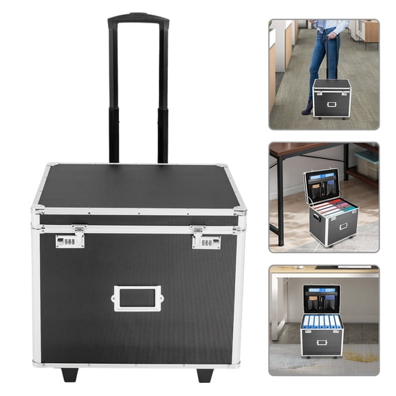 File Organizer Box Locking Mobile Business Case Hand pull File Case Aluminum Alloy File Lock Box