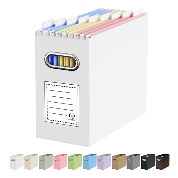 File Organizer Box, Portable Collapsible Cardboard File Folder Organizer with Handle for Letter Size Hanging Files, Document Storage Box for Home Office & Classroom (4 Packs,Assorted Colors)
