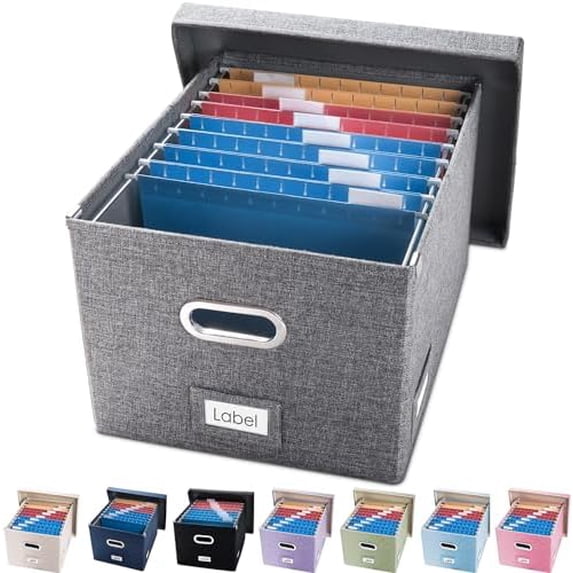 File Organizer Box - Set of 1 Collapsible Decorative Linen Filing ...