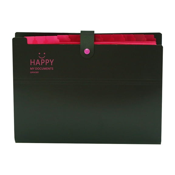 File Organizer Box, Tyeign Skydue Expanding File Organizer with 12 Pockets Accordion File Folders with Labels Portable Folder Organizer Binder File Organizer Folder Expanding File Folder Black
