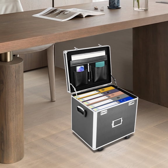 File Organizer Box with Durable Aluminum Alloy and Dual-Combination Lock, Multi-Slot Compartments, Ideal for Home or Office Use