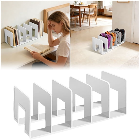 File Organizer for Desk with 5 Compartments, Acrylic File Organizer for Closet Vertical Paper Notebook Magazines Storage Invisible Bookshelf Floating, Shelf Dividers Holder in Home and Office