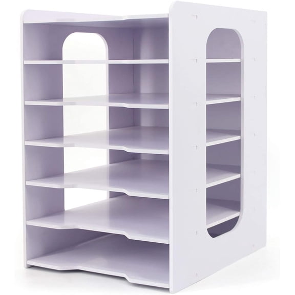 File Organizer for Desk - Desk Organizer for Document, Multifunctional 7 Tier Vertical File Holder, Paper Holder Organizer, Desktop File Organizer for Home Office School Decorations, White