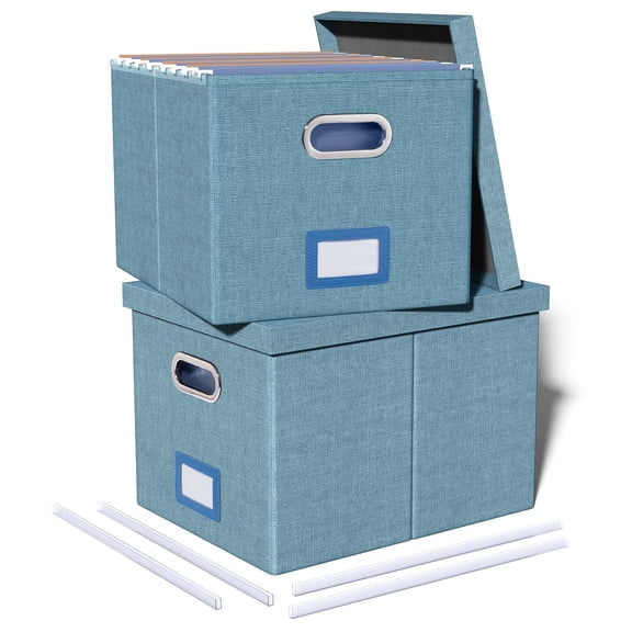 File Organizer, File Box, File Cabinet for Letter File Folder Storage, Portable Storage Bins with Lids for Office/Decor/Home,Document Organizer, 1 Pack,Green-Box Only