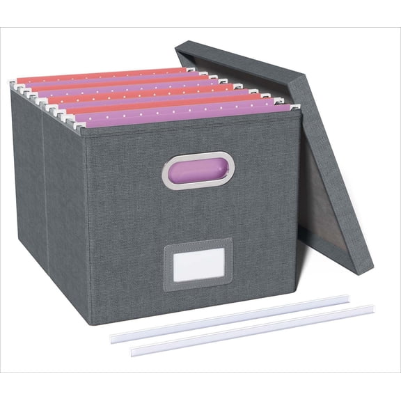 File Organizer, File Box, File Cabinet for Letter File Folder Storage, Portable Storage Bins with Lids for Office/Decor/Home,Document Organizer, 1 Pack,Green-Box Only