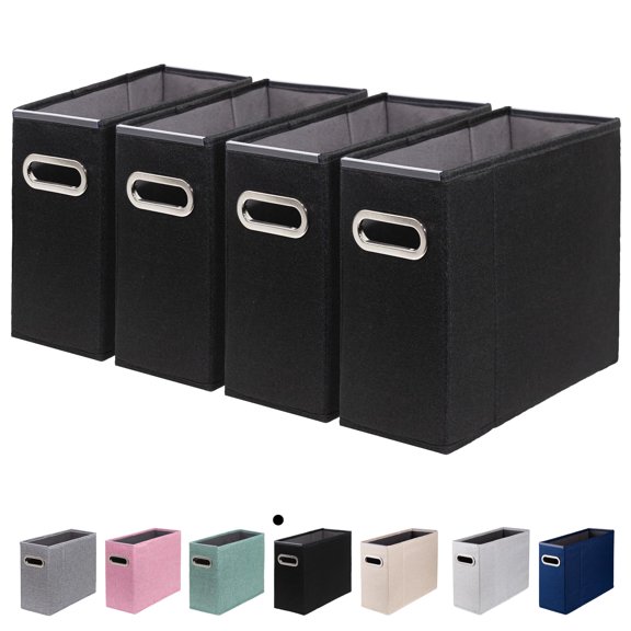File Organizer, File Folders Organizer, Fabric Storage Box, Collapsible Paper Organizer with Metal Handle, Smooth PVC Rails, Only Box