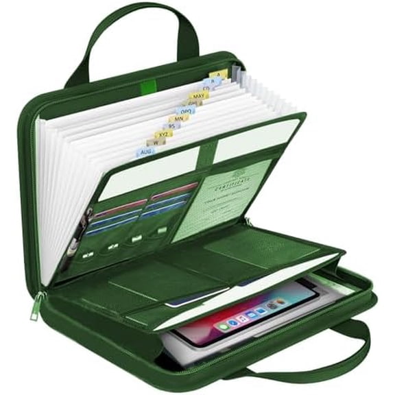 File Organizer Fireproof Expanding Accordion File Folder with Zipper Labels13 Pockets Document Organizer Holder Storage Box Bag for Business Office Receipt Home Travel