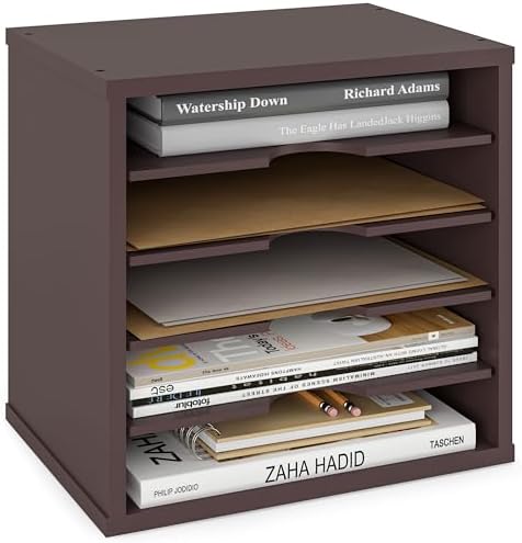 File Organizer Paper Sorter, 5 Tier Adjustable Shelves Office Desk ...