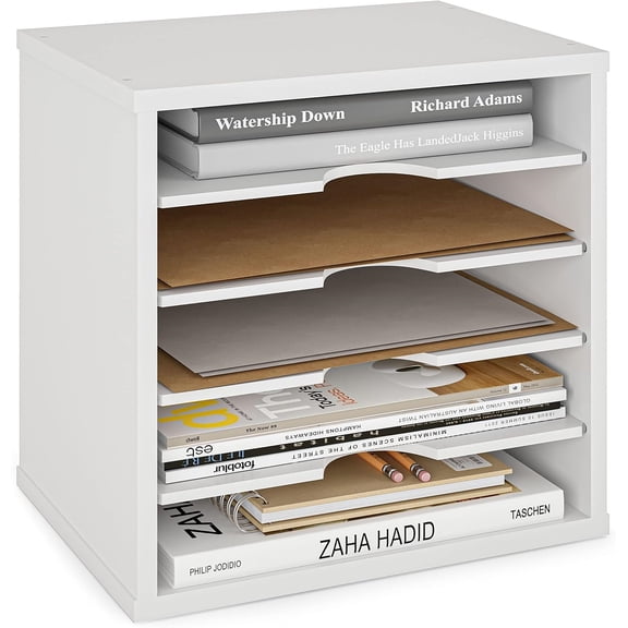 File Organizer Paper Sorter, 5 Tier Adjustable Shelves Office Desk Organizer