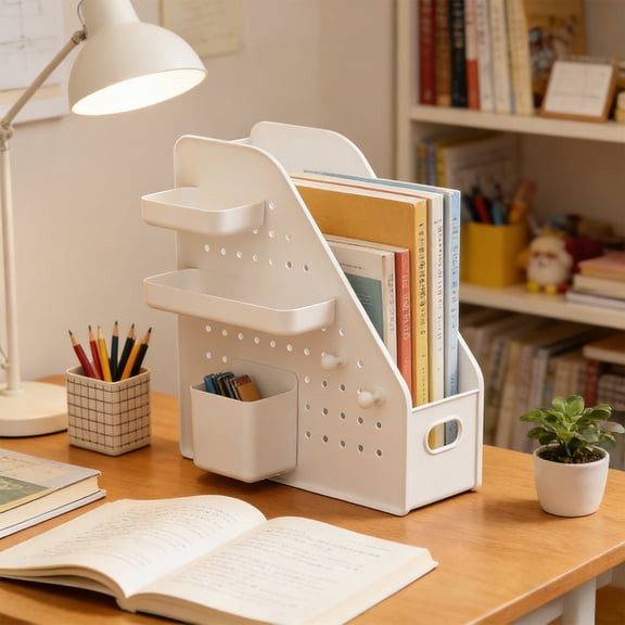 File Organizer Rack Desktop File Storage Rack DIY Stable Perforated Board Box with Organizer Holder Desk Document Holder