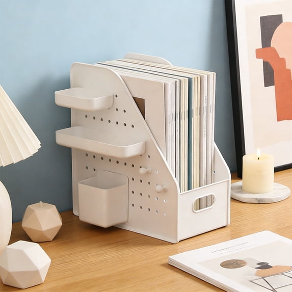 File Organizer Rack Desktop File Storage Rack DIY Stable Perforated Board Box with Organizer Holder Desk Document Holder